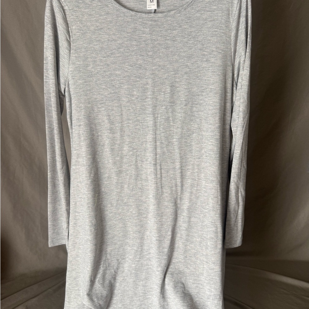Gray Long Sleeve Swing Dress